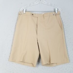 Hubbard Shorts Mens 34 Tan Dacron Polyester Vintage Side Buckle Dress Shorts USA